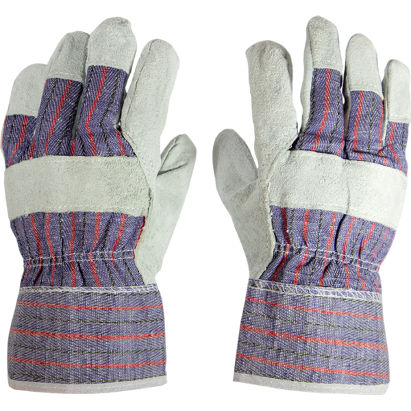Leather work gloves stripes